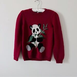 Vintage Handmade Panda Bear Knit Sweater Sz S/M